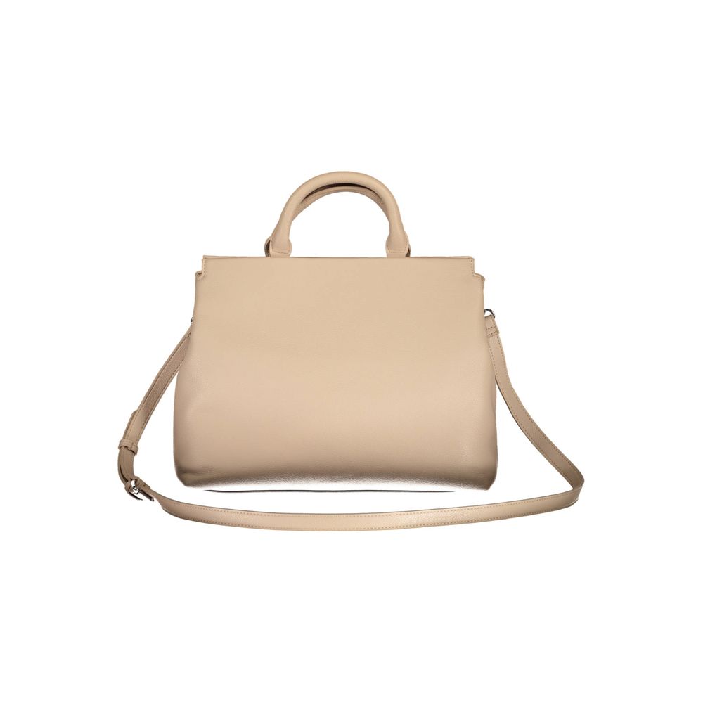 Beige Polyurethane Women Handbag - ventzia