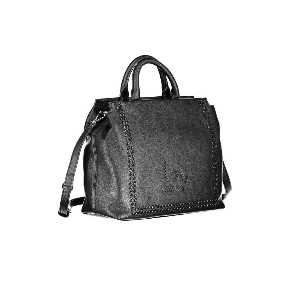 Black Polyurethane Women Handbag - ventzia