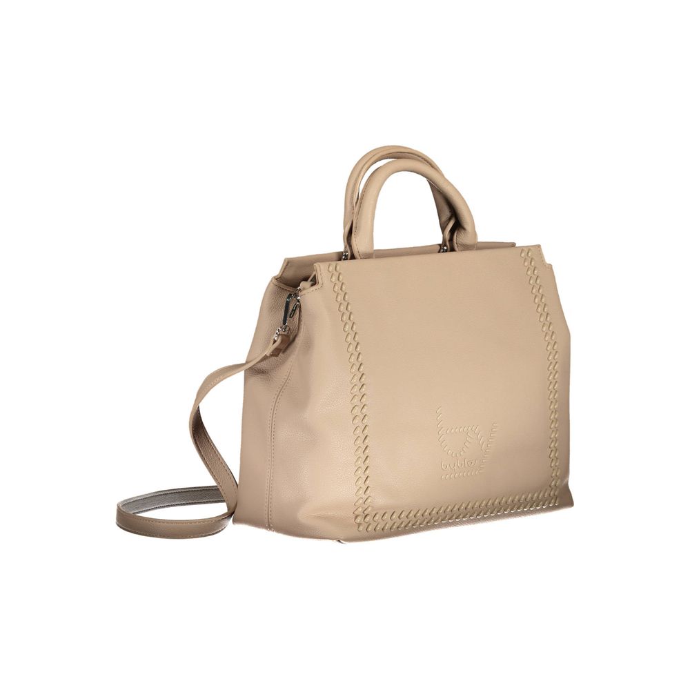 Beige Polyurethane Women Handbag - ventzia