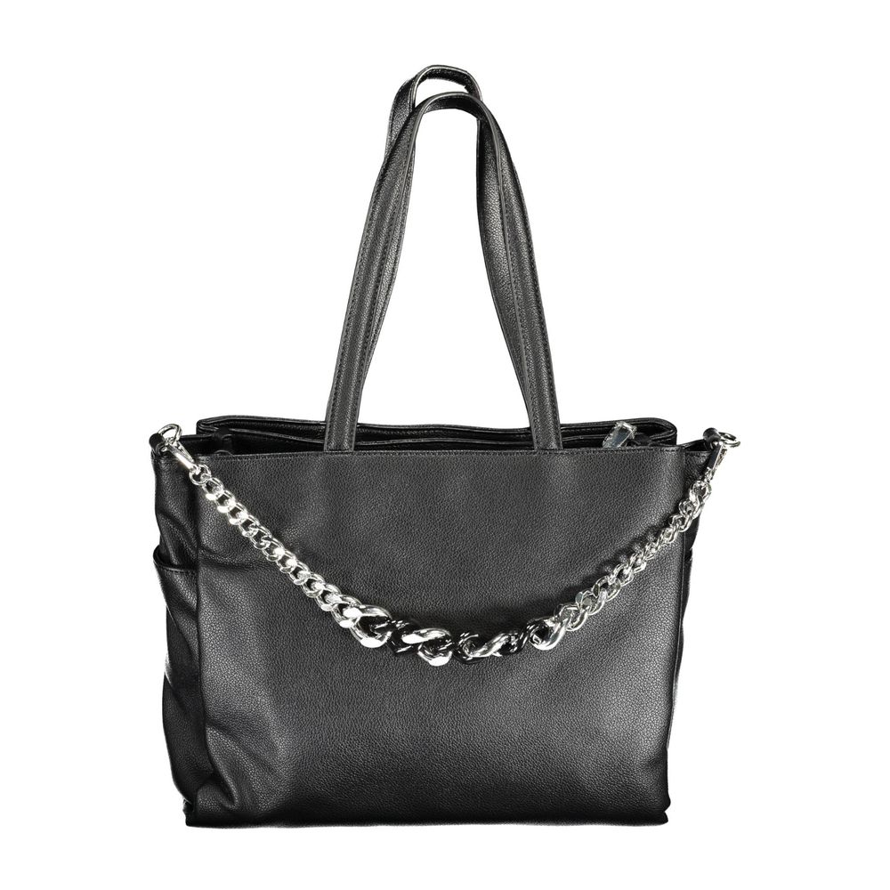 Black Polyurethane Women's Handbag - ventzia