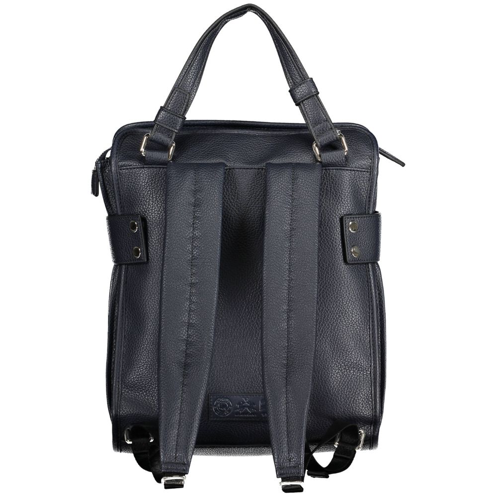 Blue Polyurethane Women Backpack - ventzia