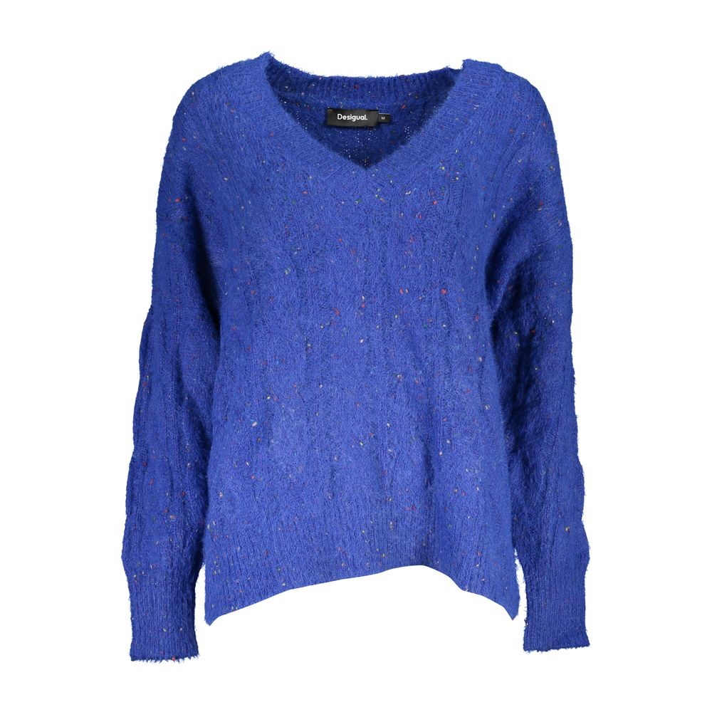 Blue Acrylic Women Sweater - ventzia