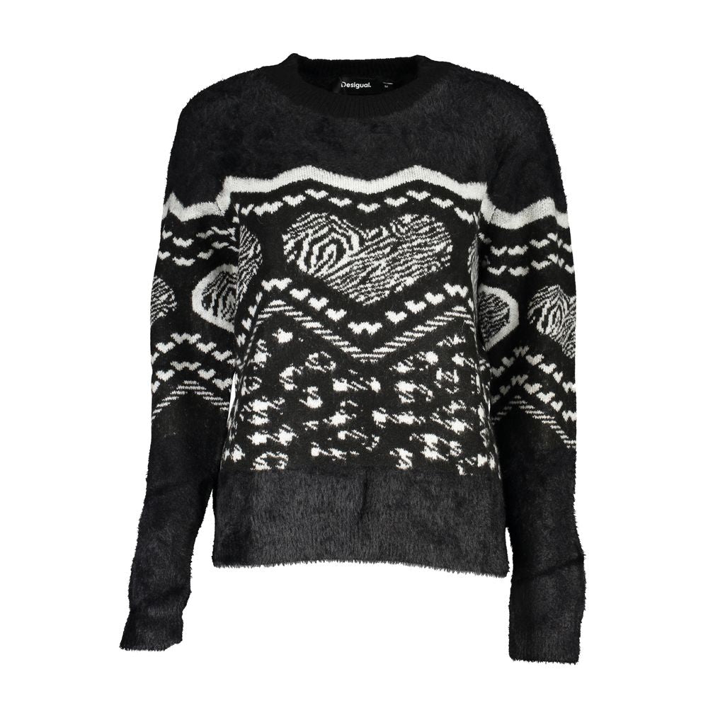 Black Polyester Sweater - ventzia