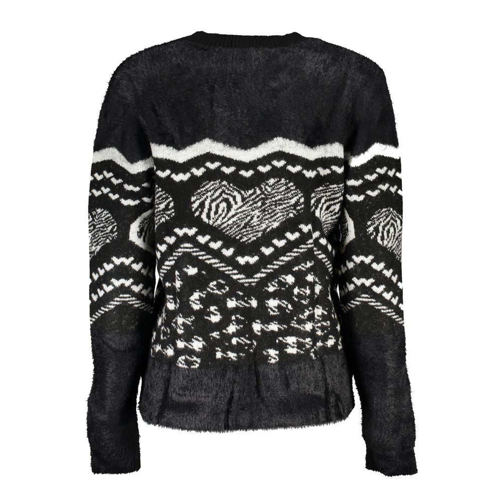 Black Polyester Sweater - ventzia