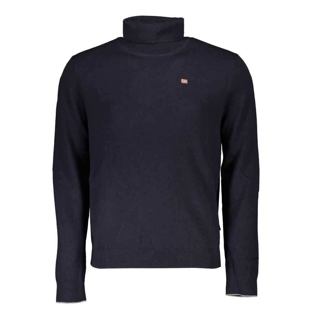 Black Tessuto Mens Sweater High Neck - ventzia
