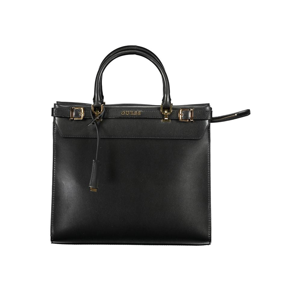 Black Polyurethane Women Handbag - ventzia