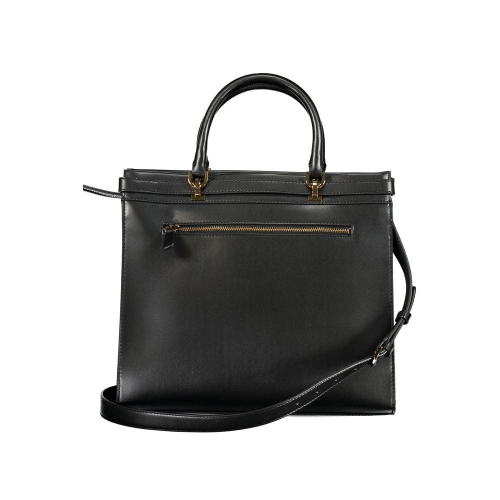 Black Polyurethane Women Handbag - ventzia