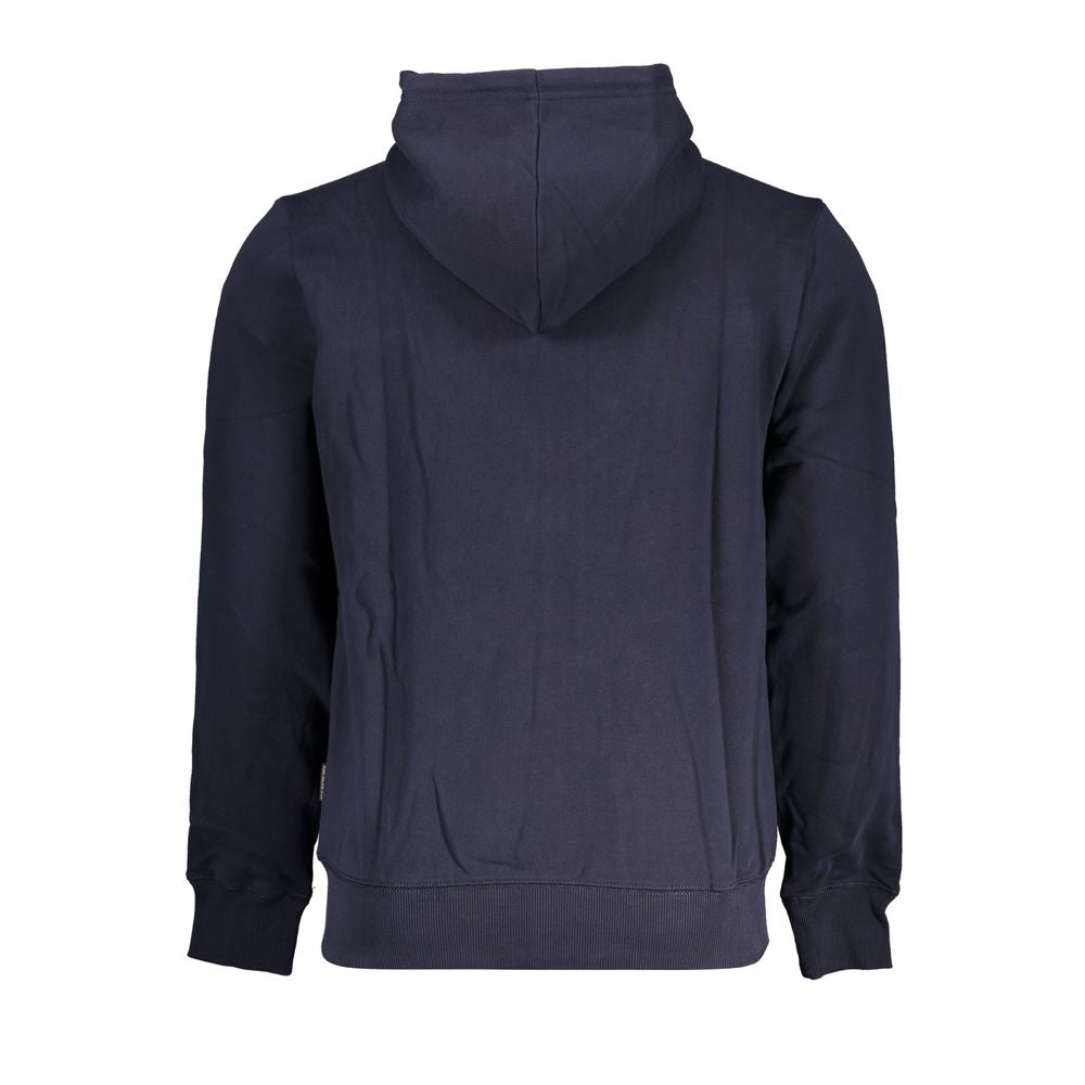 Blue Cotton Men Sweater with Hood - ventzia