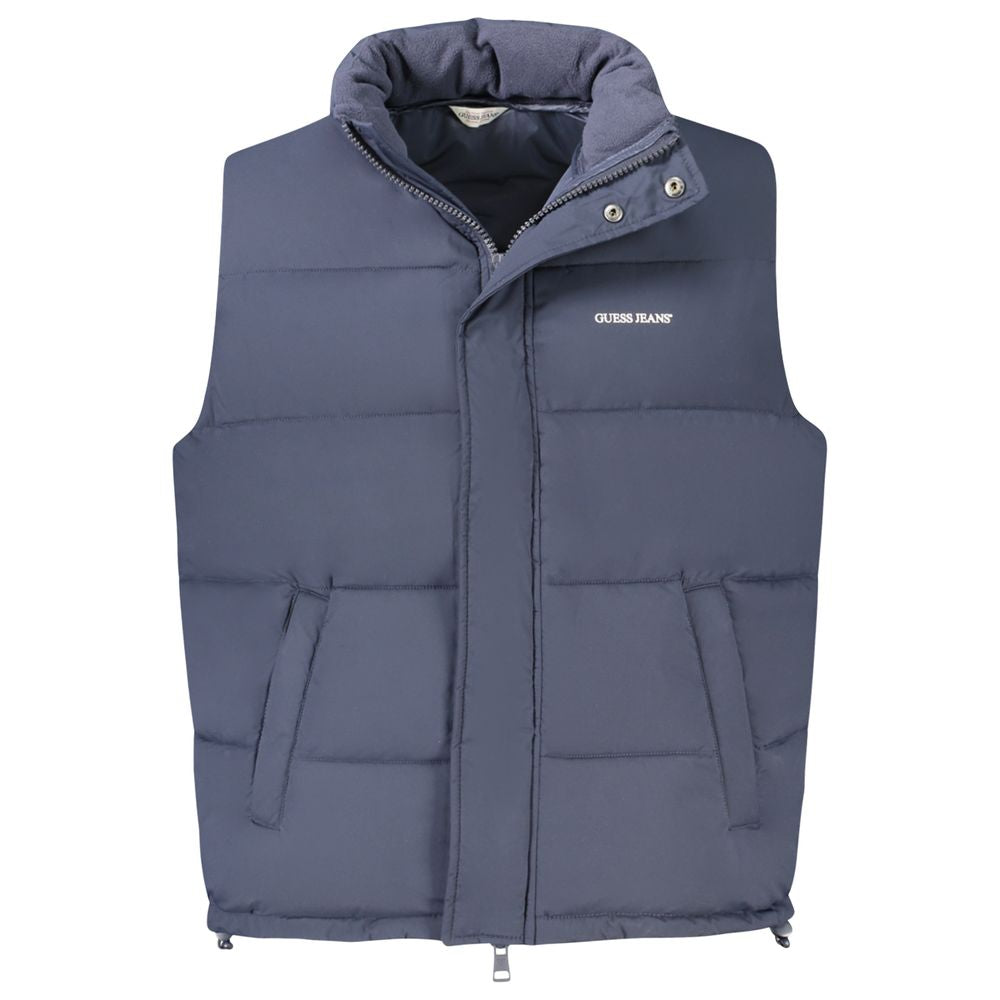 Blu Polyester Men's Sleeveless Jacket - ventzia
