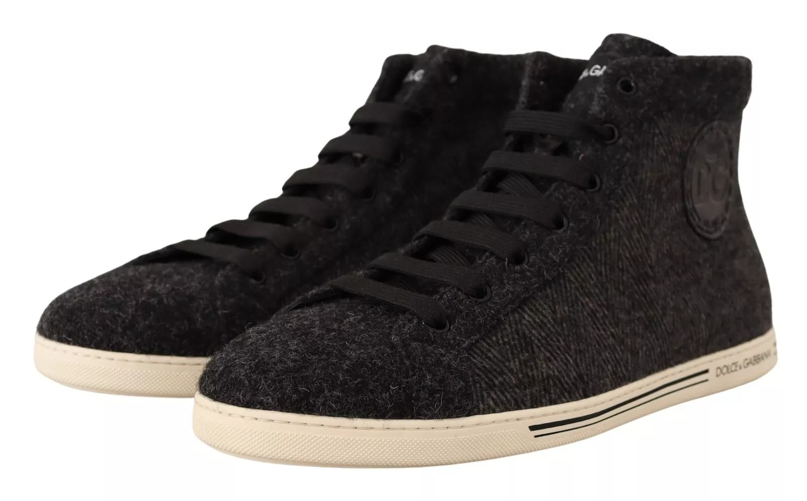Gray Wool Cotton Casual High Top Sneakers - ventzia