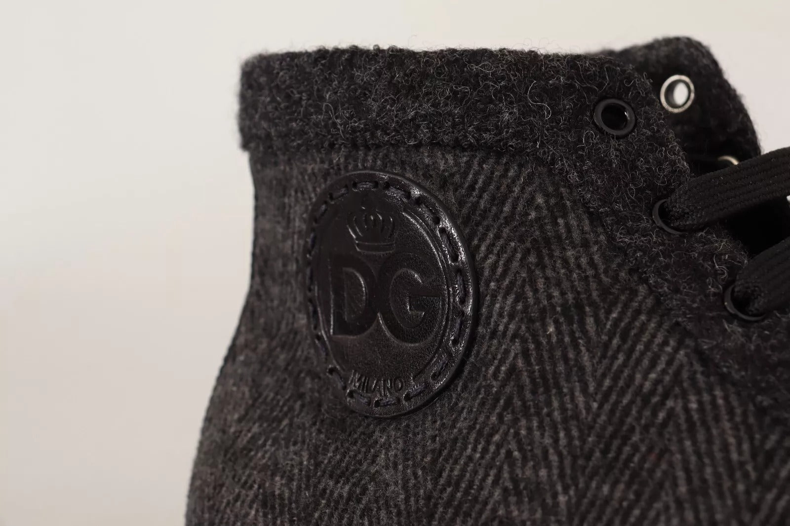 Gray Wool Cotton Casual High Top Sneakers - ventzia