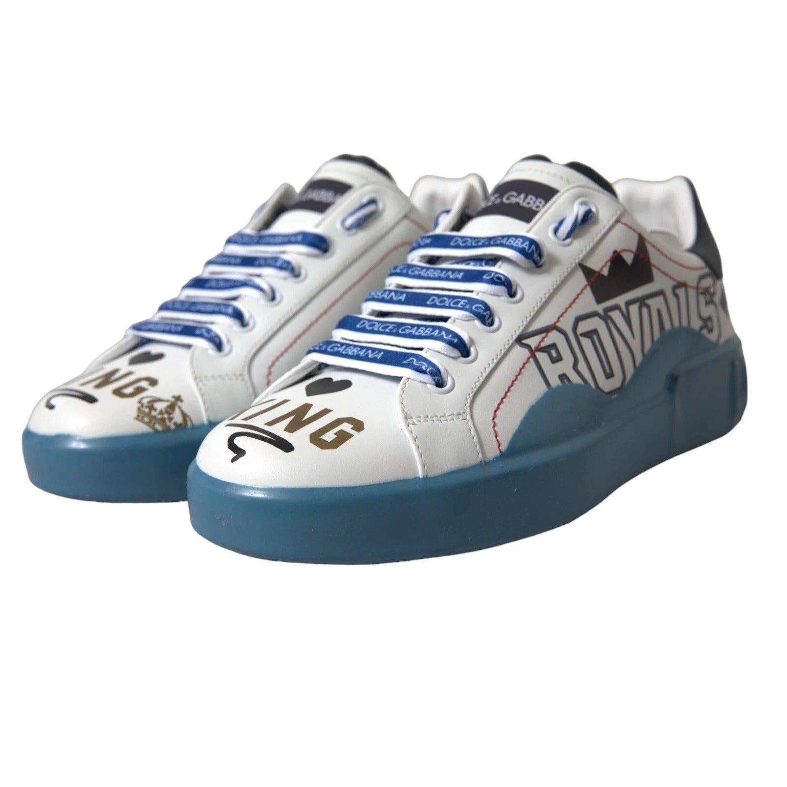 Blue White Printed Portofino Melt Sneakers - ventzia