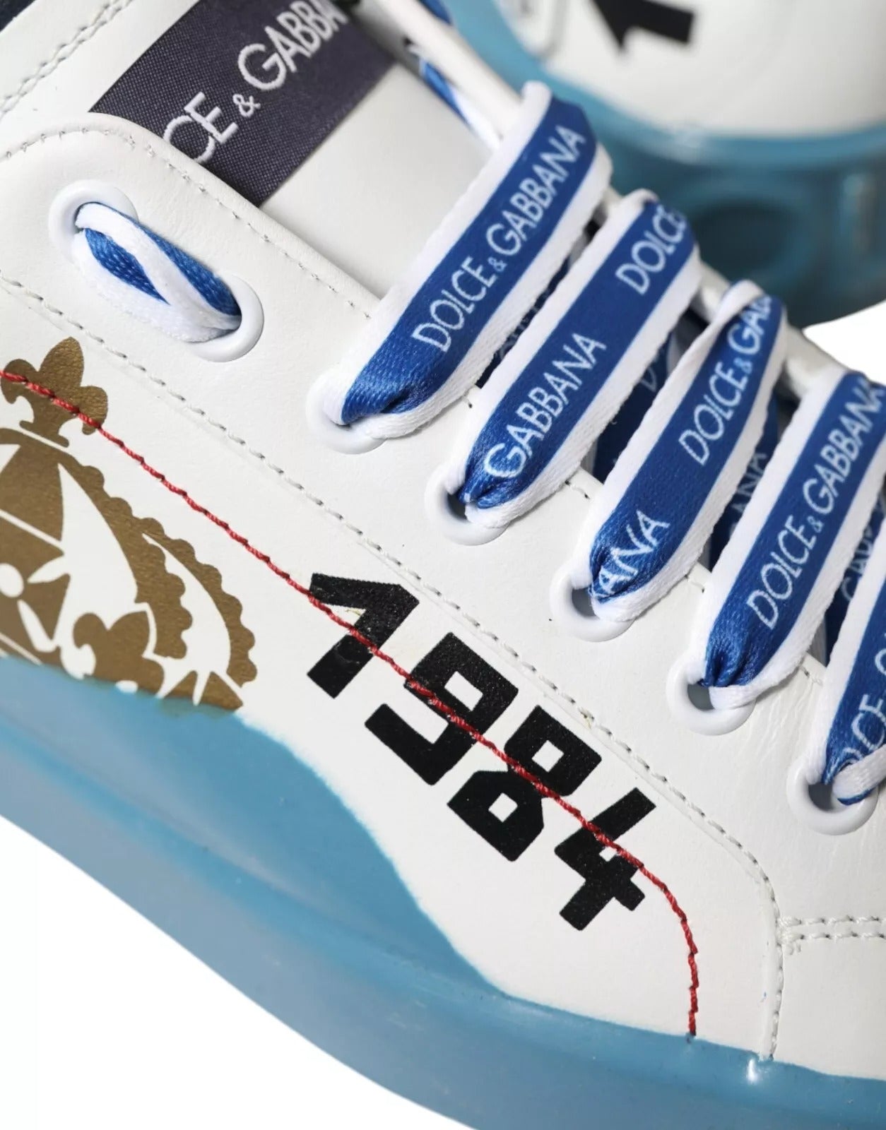 Blue White Printed Portofino Melt Sneakers - ventzia