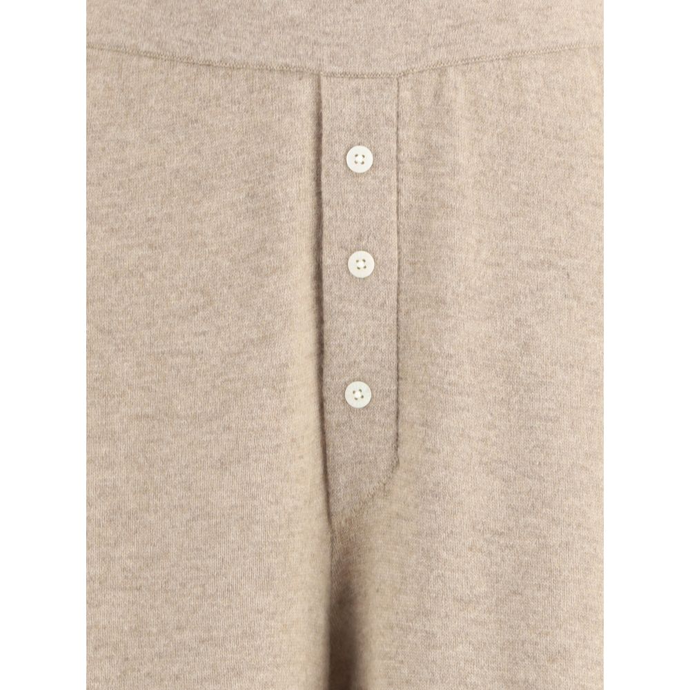 Beige Cashmere Casual Pants - ventzia