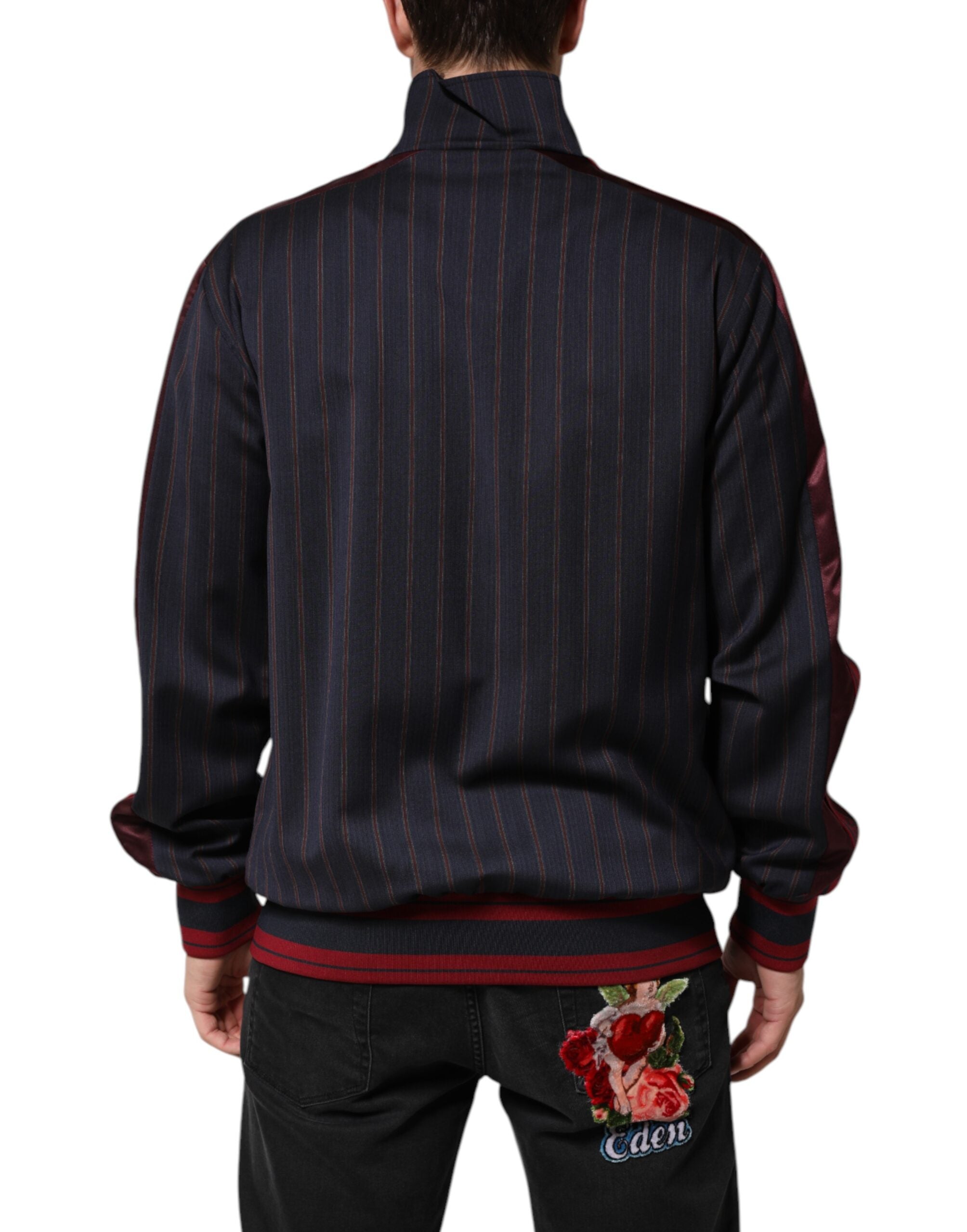 Blue Red Striped Logo Plaque Full Zip Jacket - ventzia