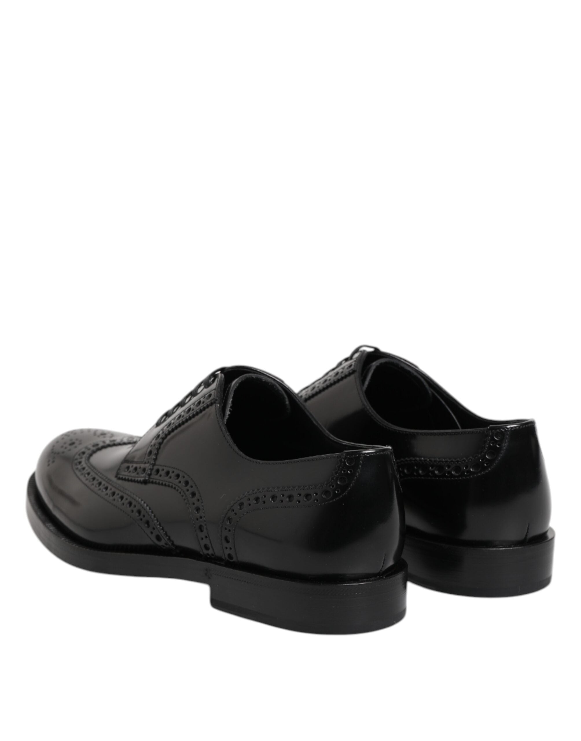Black Leather Derby Wingtip Formal Shoes - ventzia