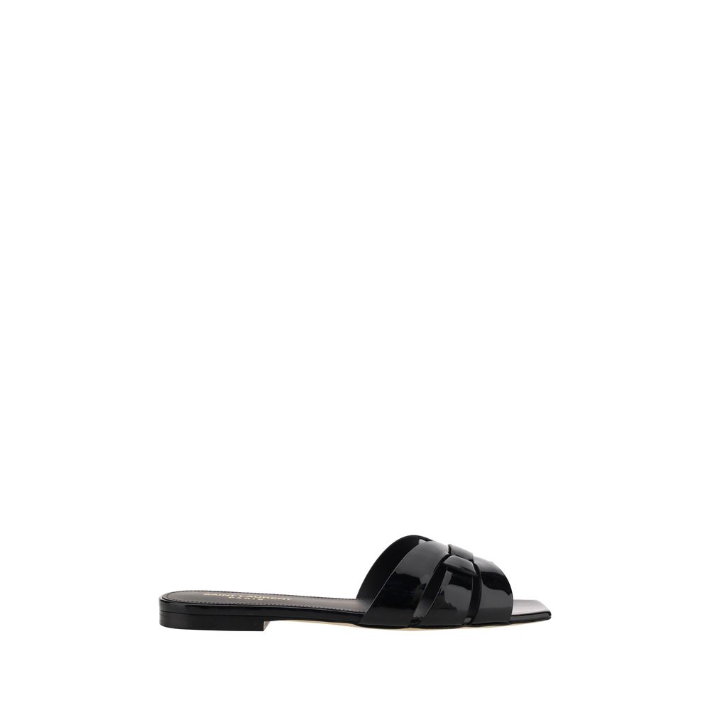 Black Calf Leather Bos Taurus Flat Sandals - ventzia