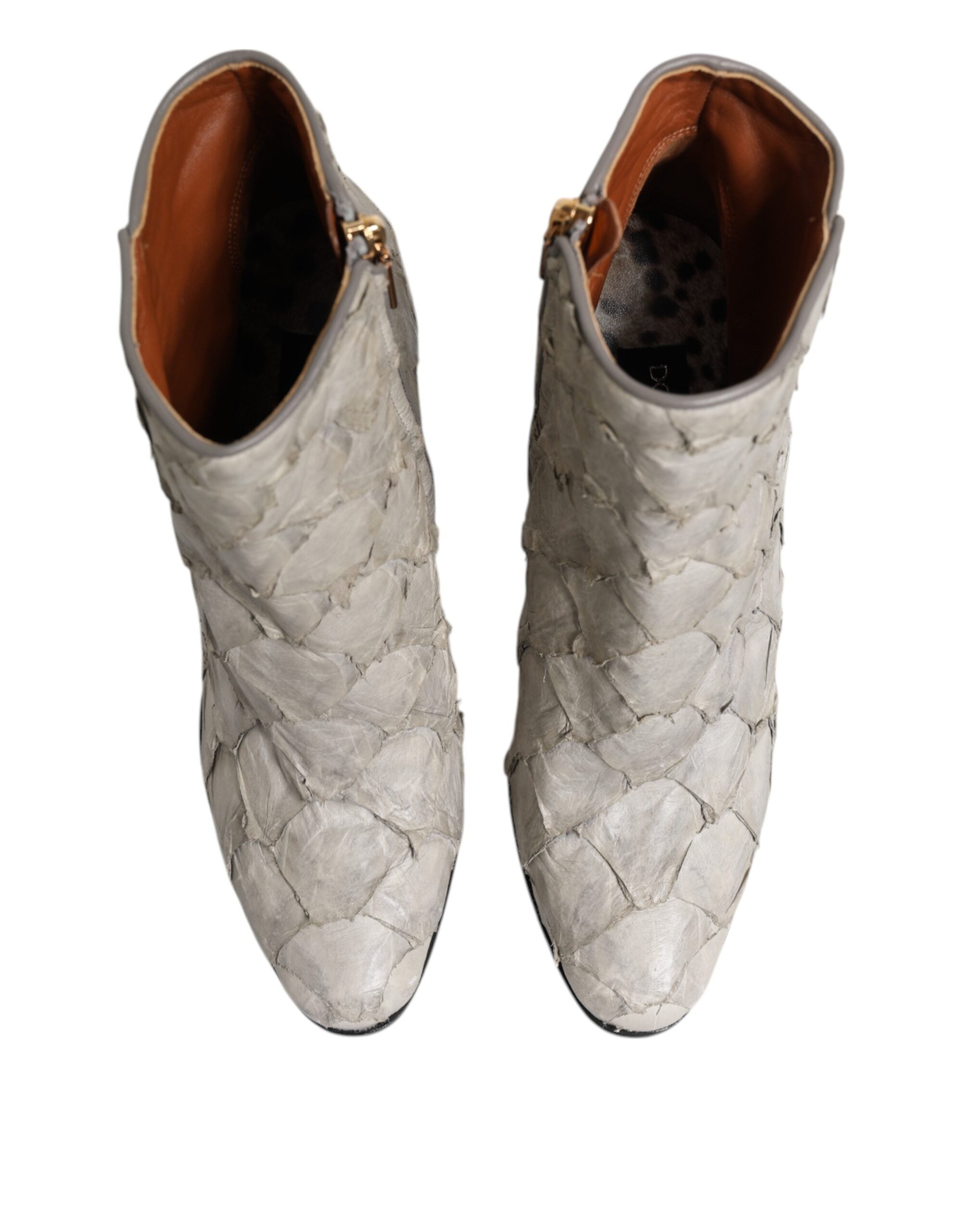 Off White Leather Heels Ankle Boots Shoes - ventzia