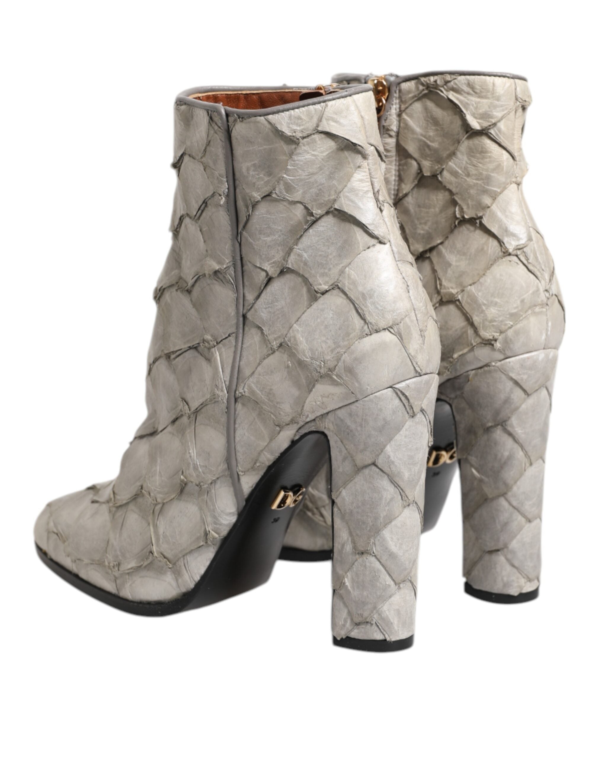 Off White Leather Heels Ankle Boots Shoes - ventzia