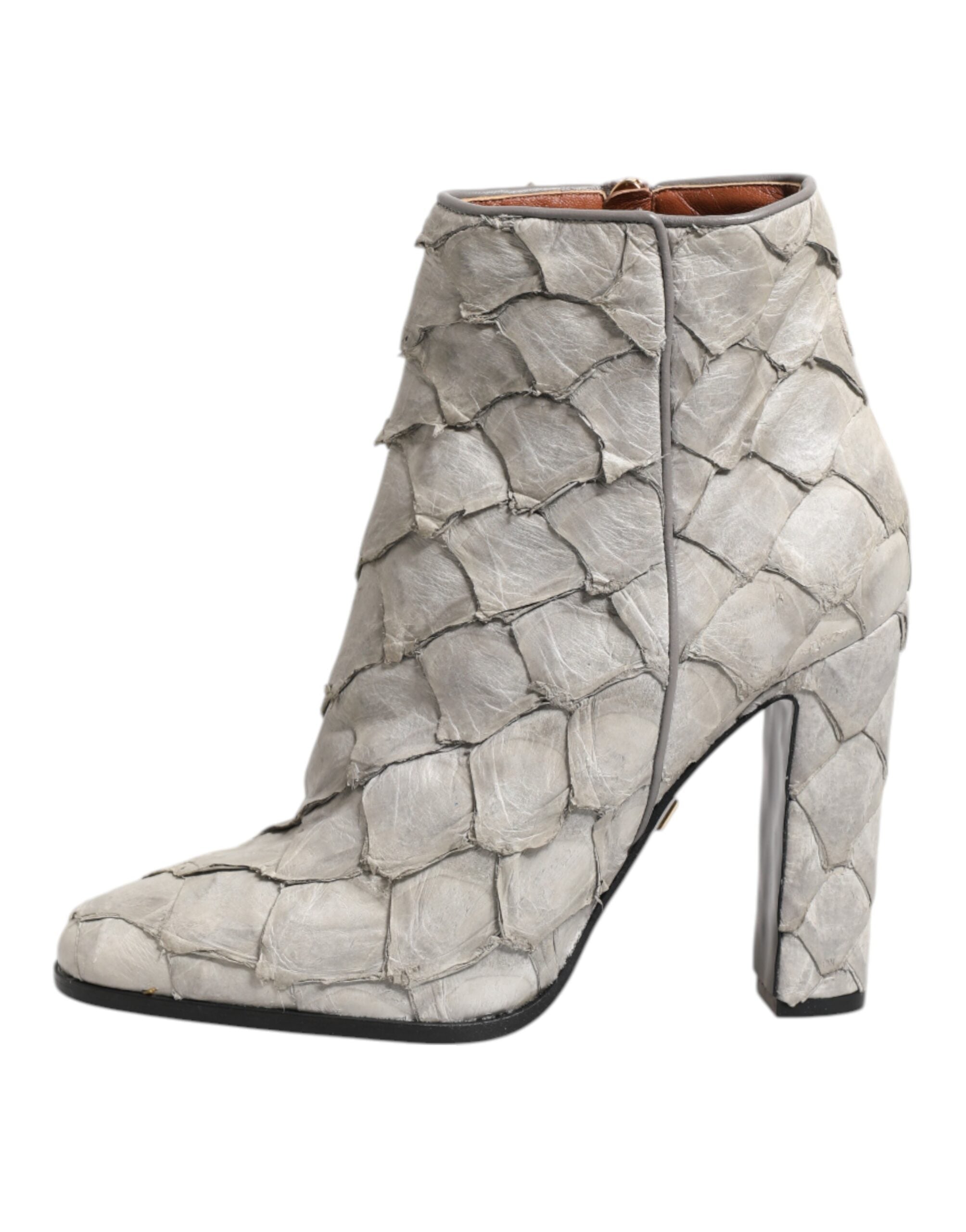 Off White Leather Heels Ankle Boots Shoes - ventzia
