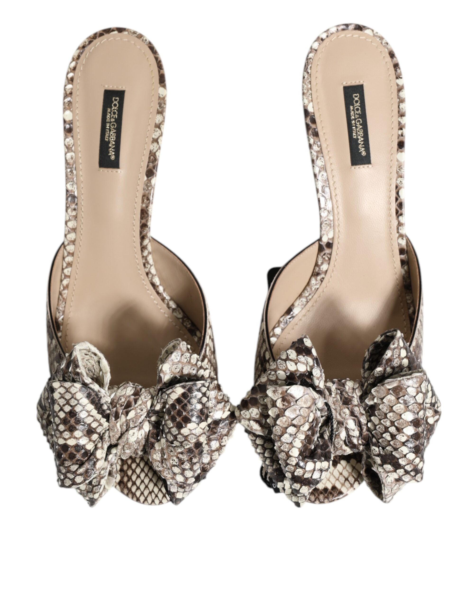 Multicolor Keira Bow Leather Peep Toe Mules Shoes - ventzia