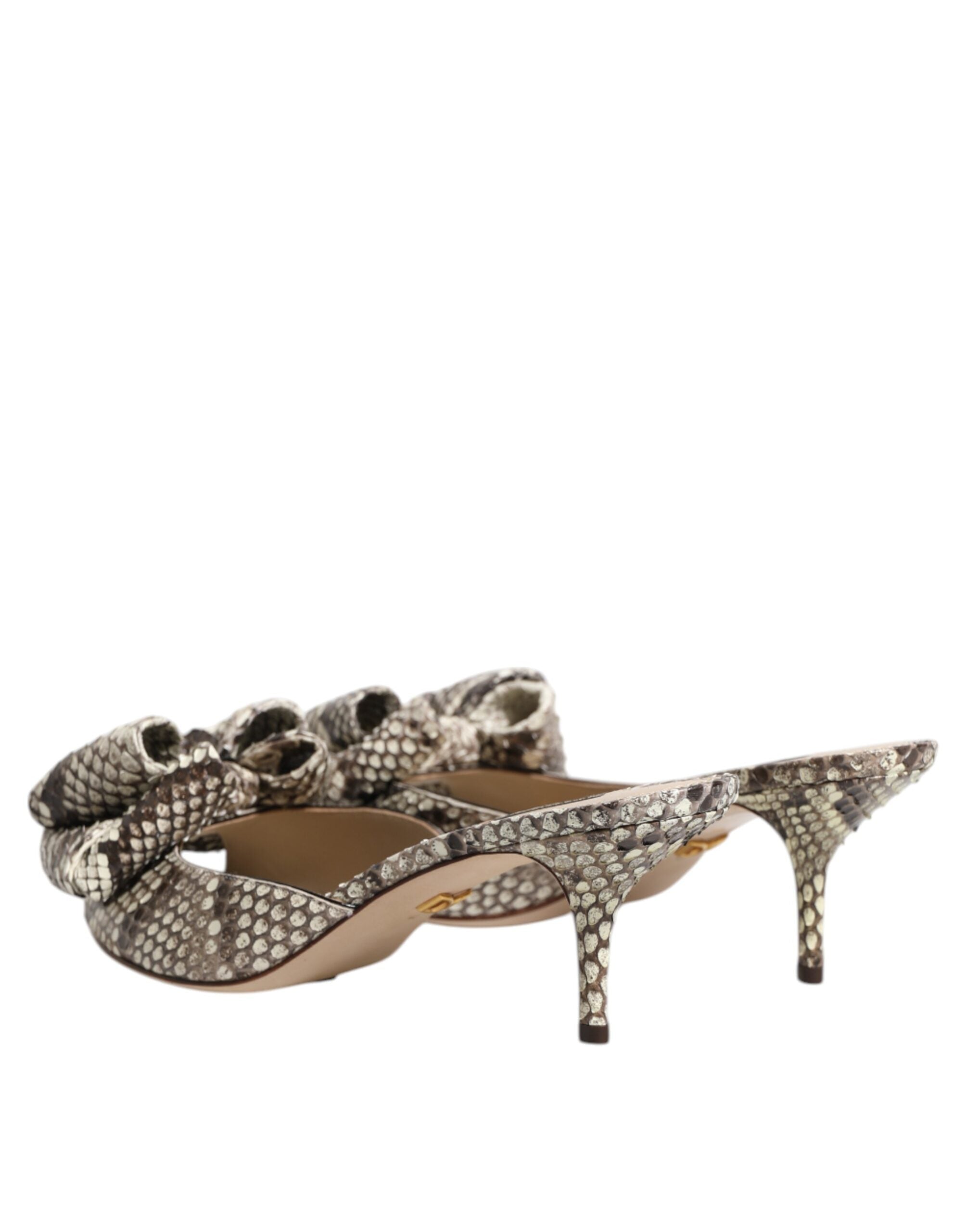 Multicolor Keira Bow Leather Peep Toe Mules Shoes - ventzia