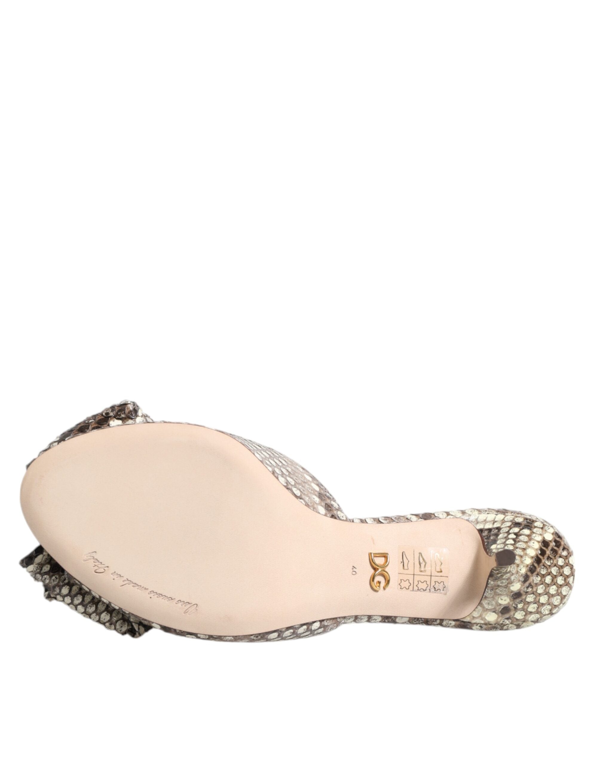 Multicolor Keira Bow Leather Peep Toe Mules Shoes - ventzia