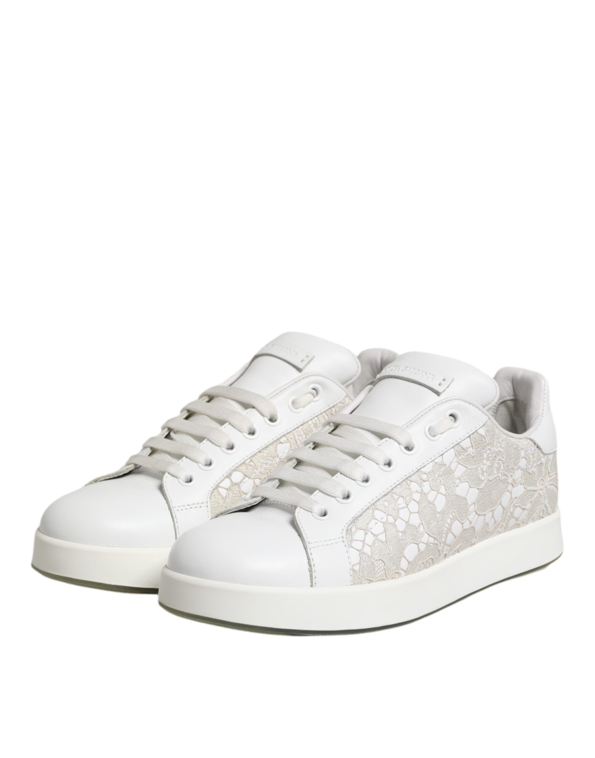 White Lace Leather Low Top Sneaker Shoes - ventzia