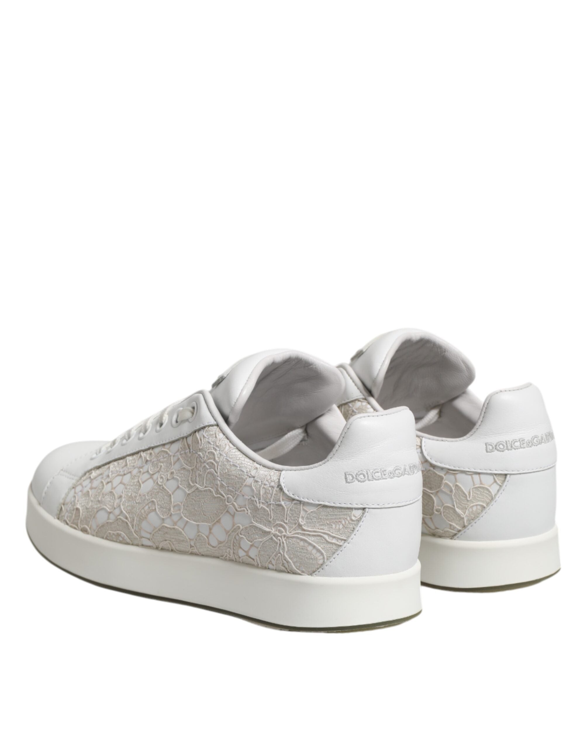 White Lace Leather Low Top Sneaker Shoes - ventzia