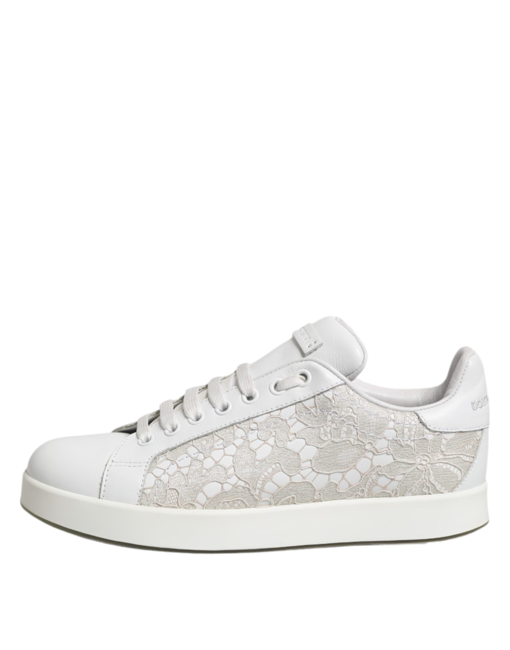 White Lace Leather Low Top Sneaker Shoes - ventzia