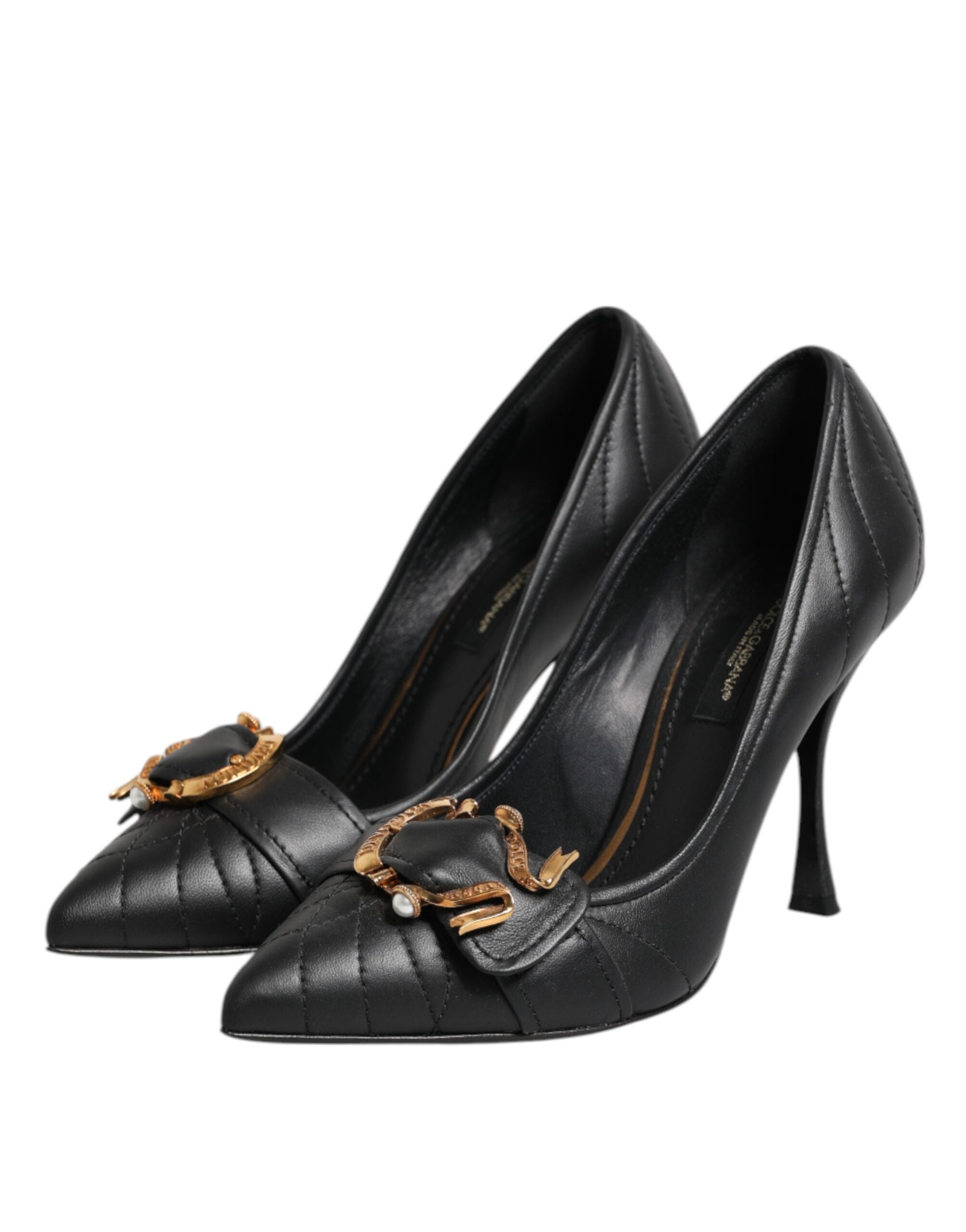 Black Devotion Leather Heels Pumps Shoes - ventzia