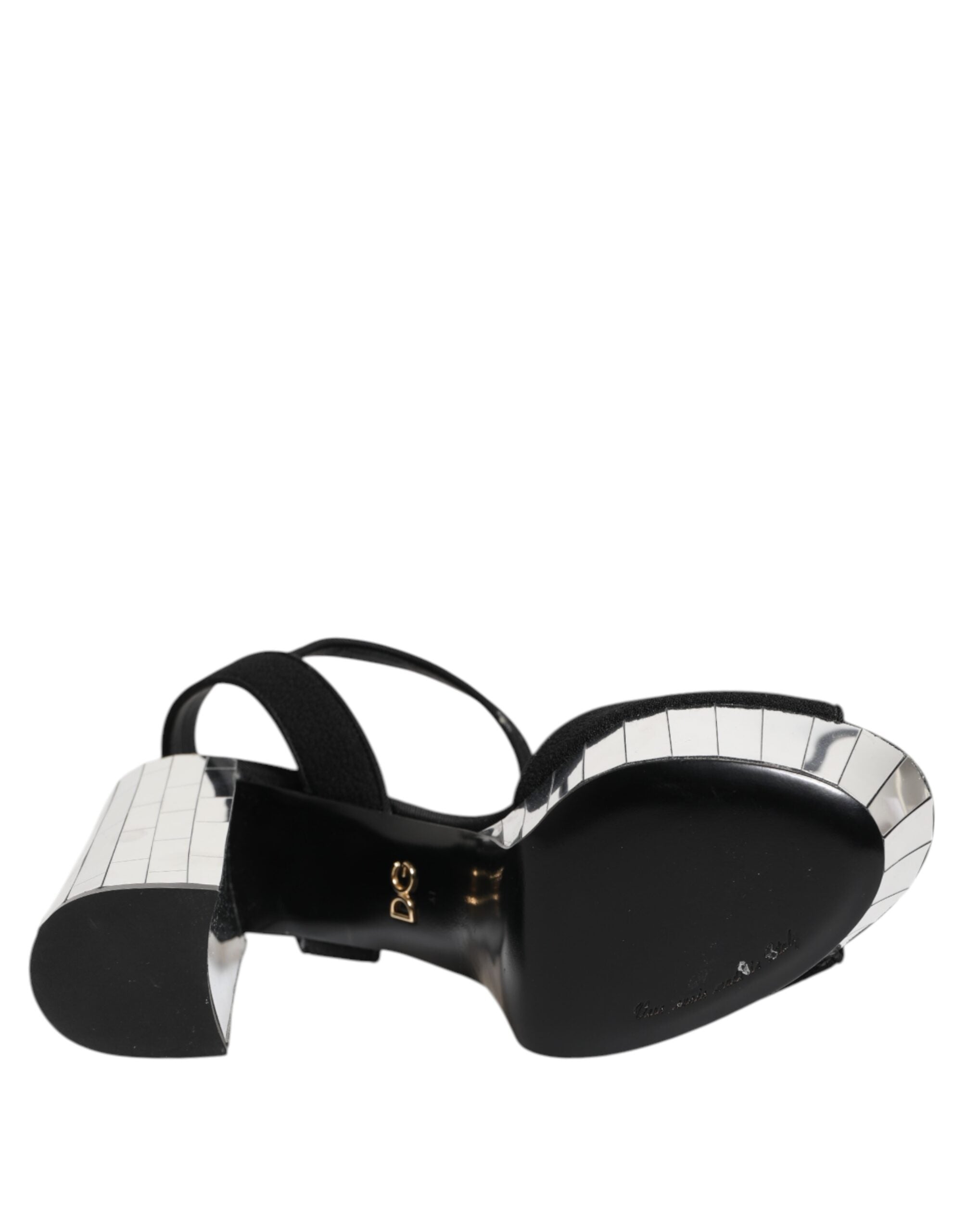 Black Crystal Ankle Strap Keira Sandal Shoes - ventzia