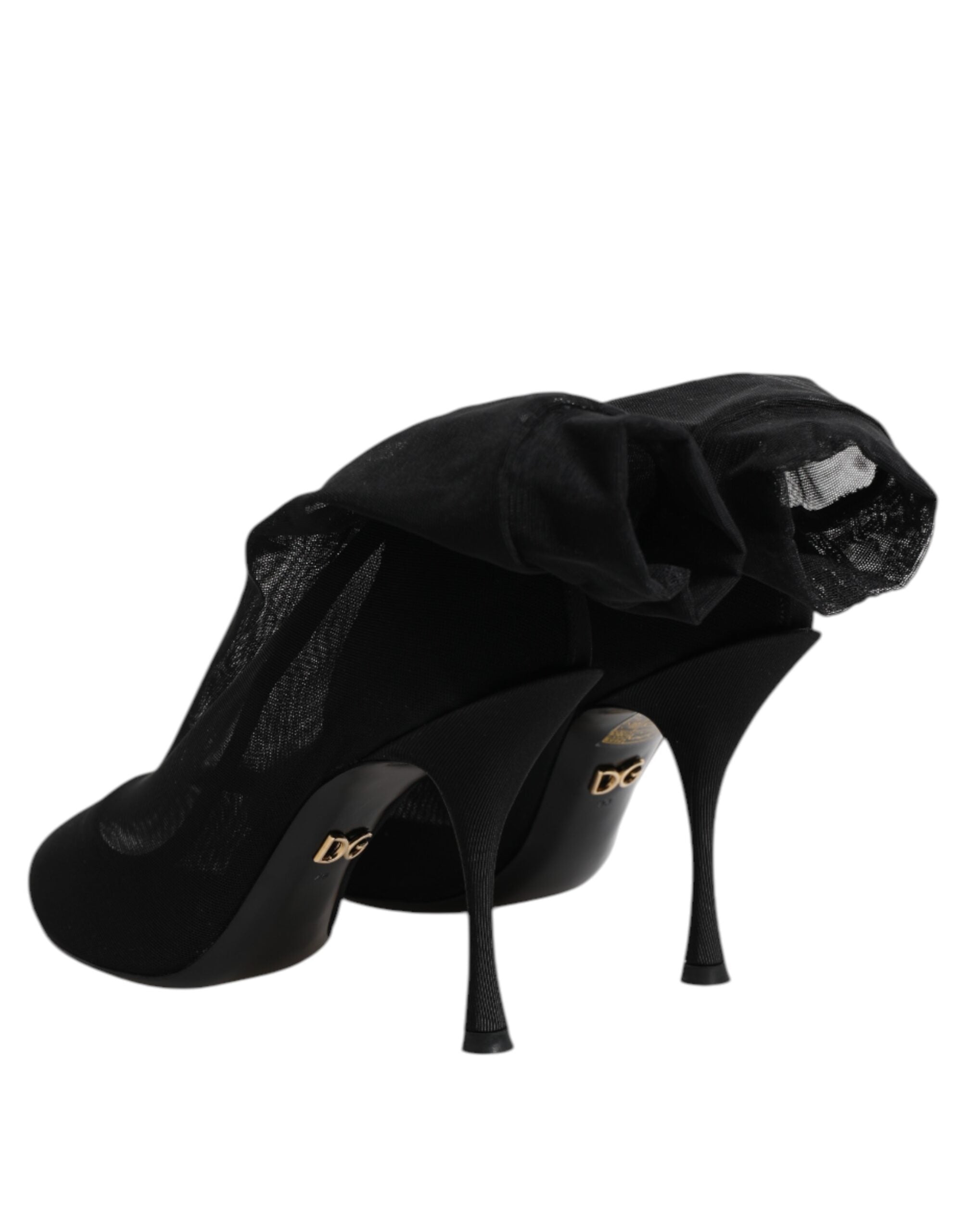 Black Silk Stretch Mesh Sock Boots Shoes - ventzia