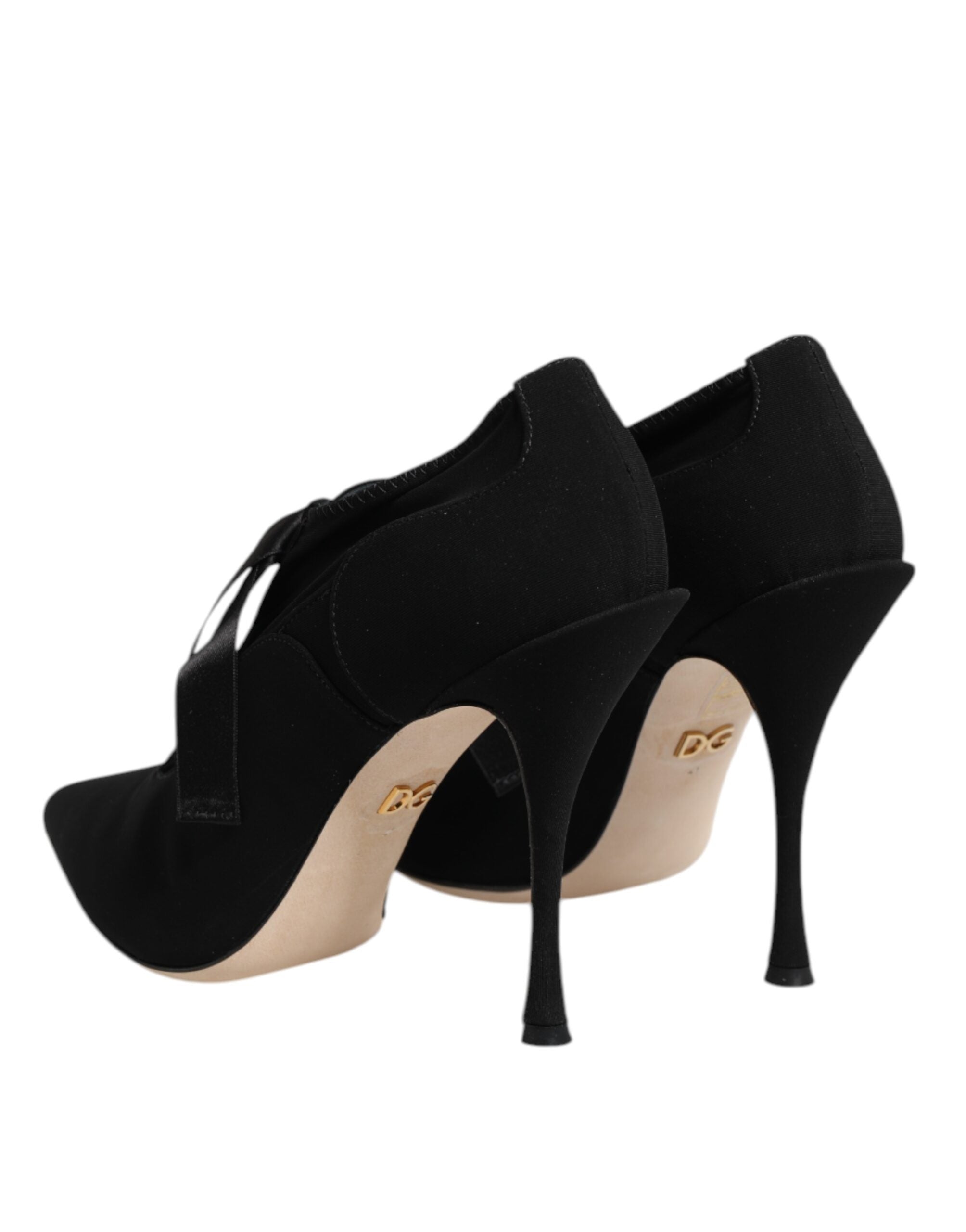 Black Lace Up Stiletto Heels Pumps Shoes - ventzia