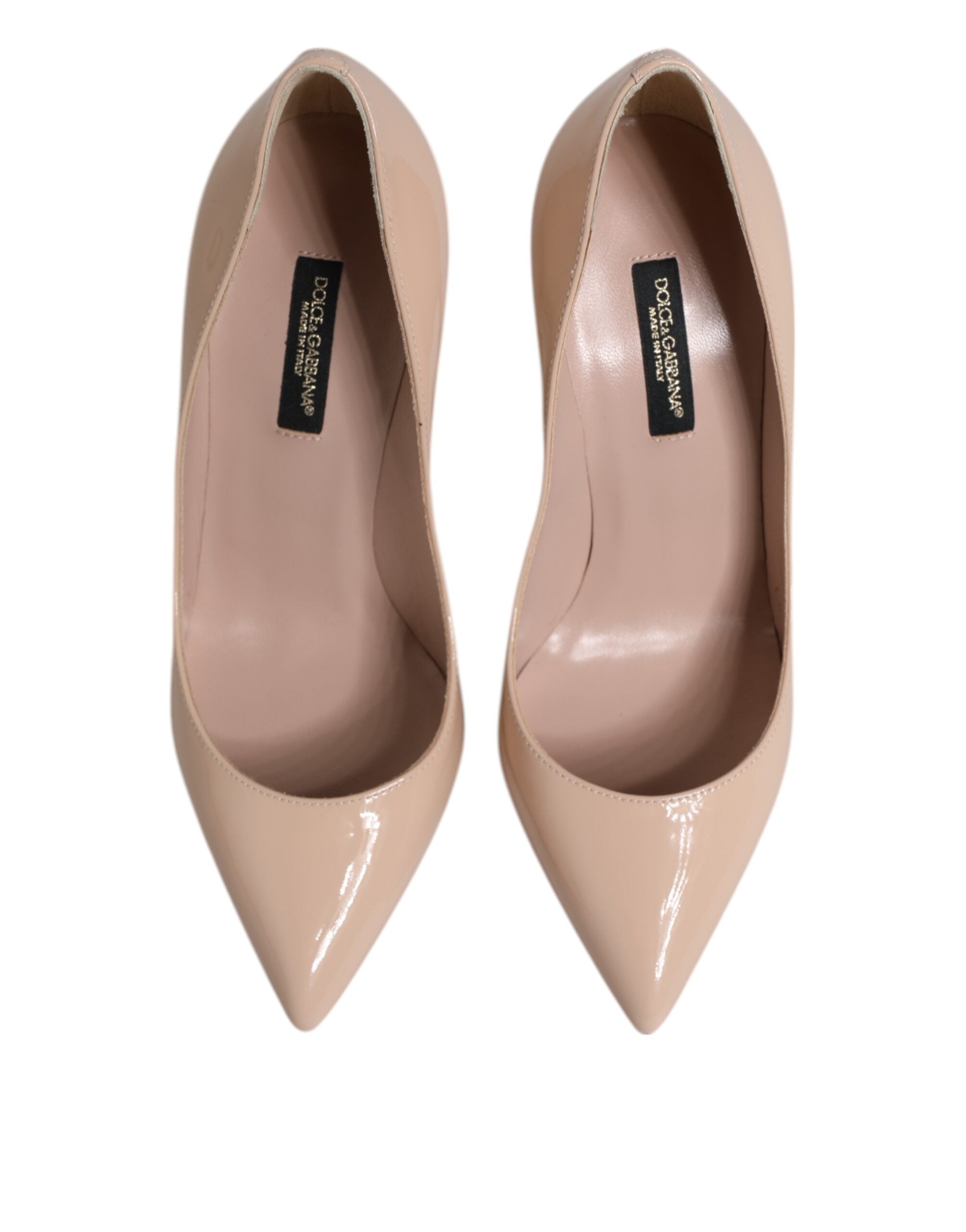 Beige Patent Leather Stiletto Heel Pumps Shoes - ventzia
