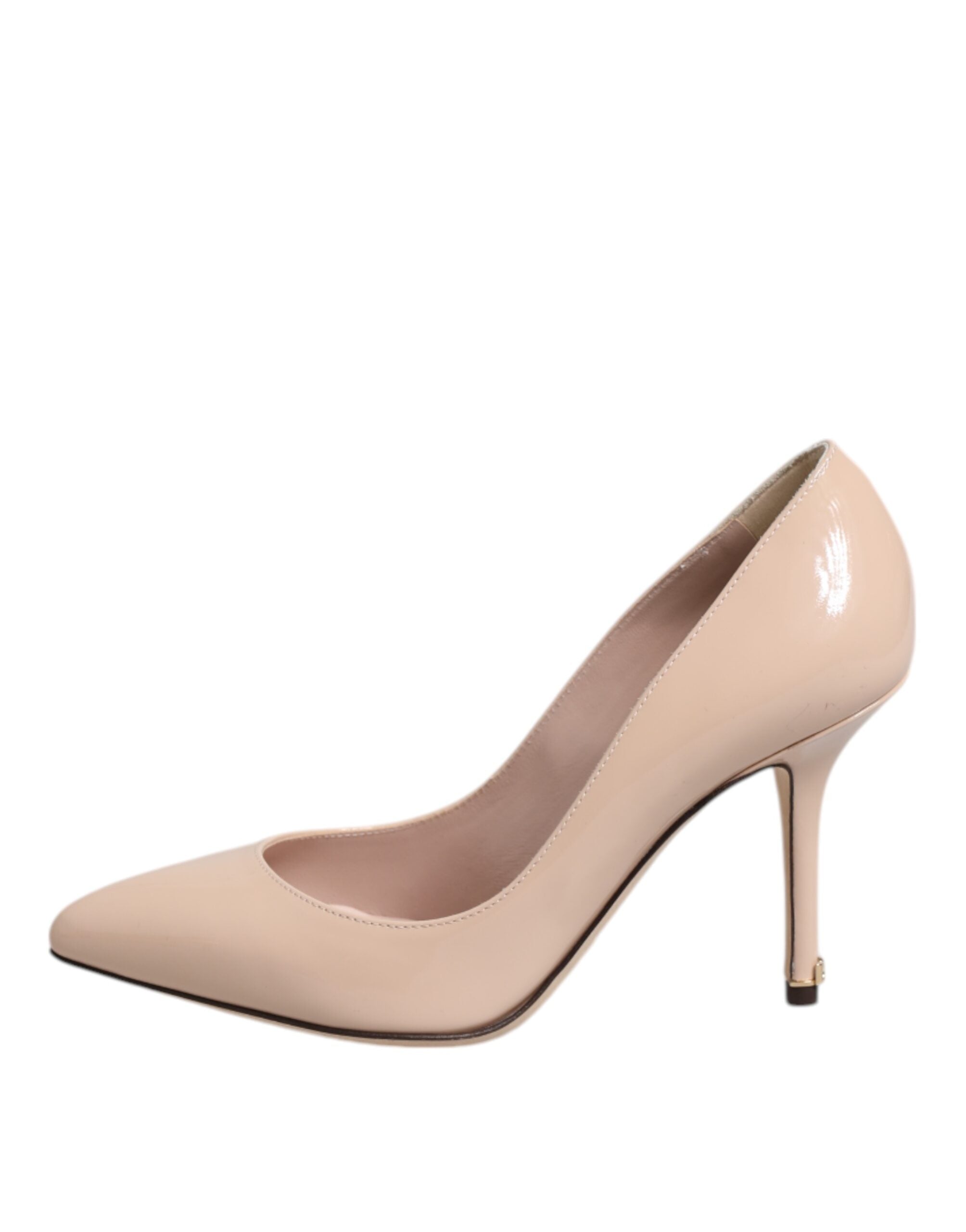 Beige Patent Leather Stiletto Heel Pumps Shoes - ventzia