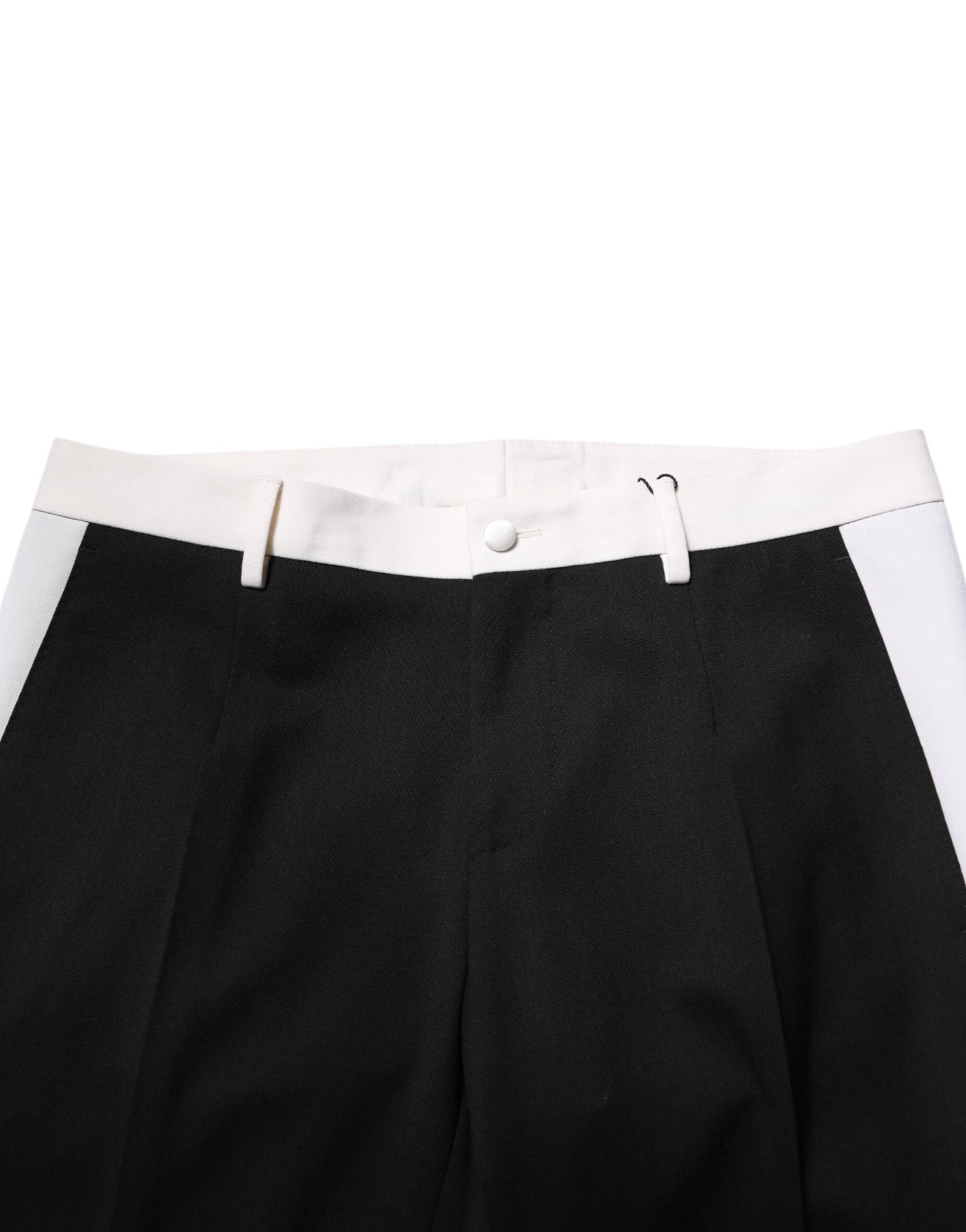 Black White Stripe Wool Men Trouser Pants - ventzia