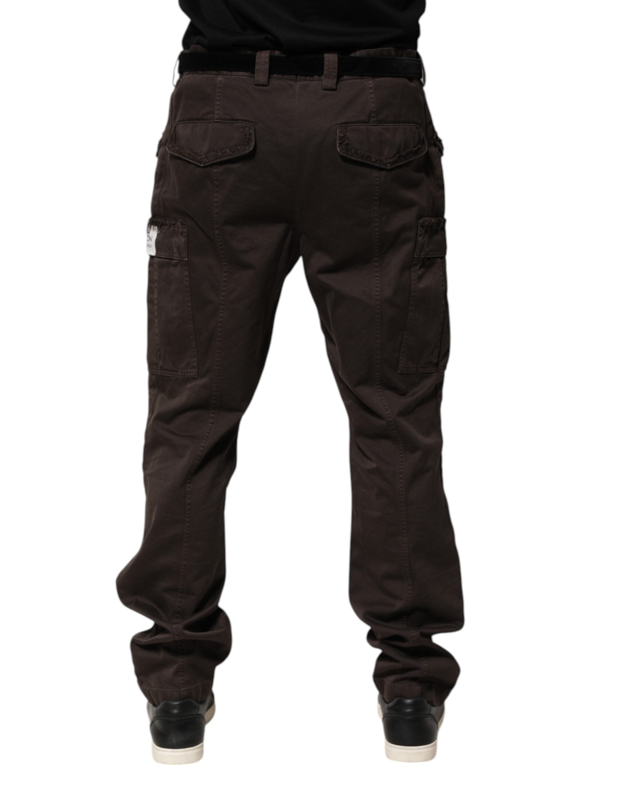 Brown Cotton Stretch Cargo Men Trouser Pants - ventzia