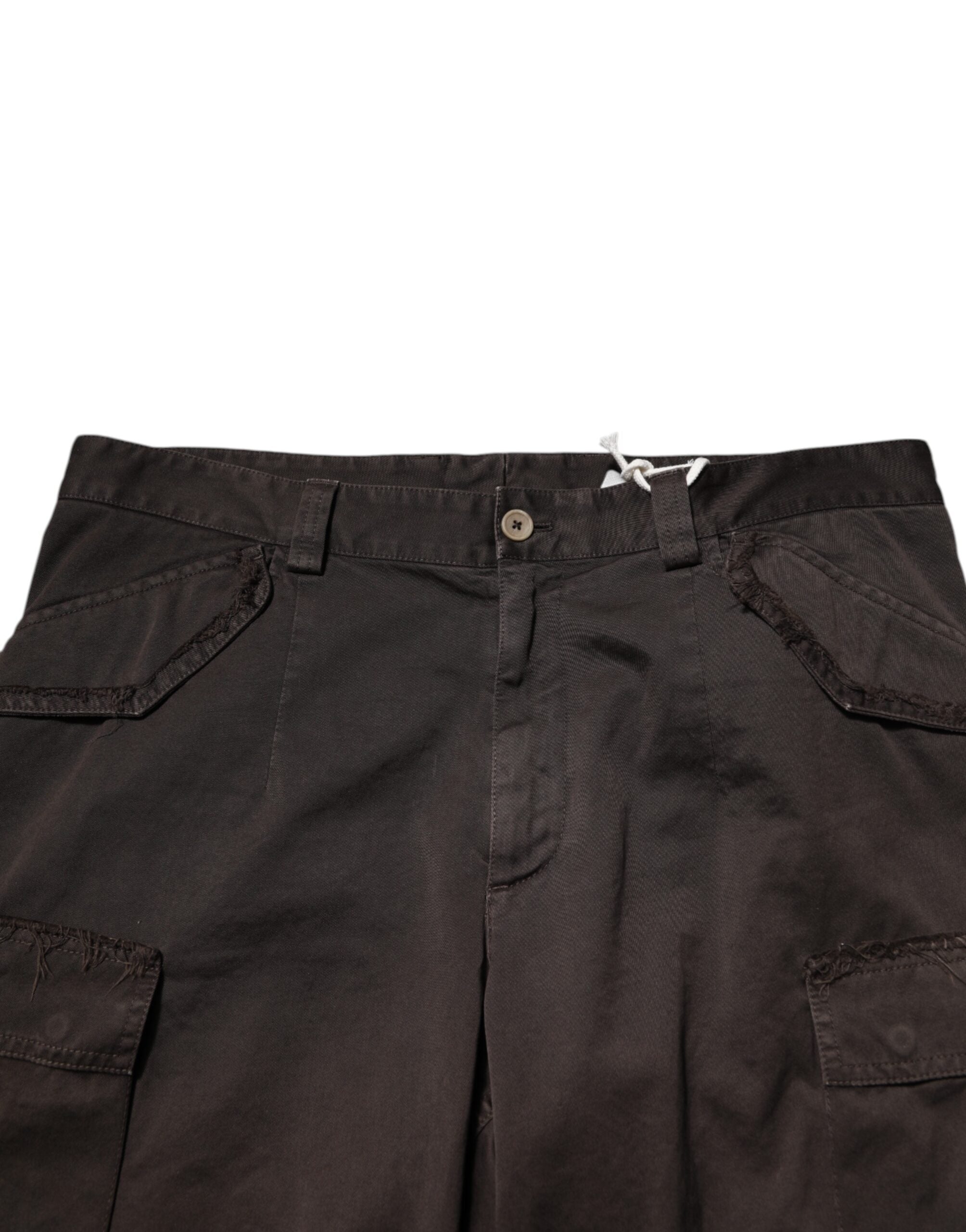 Brown Cotton Stretch Cargo Men Trouser Pants - ventzia