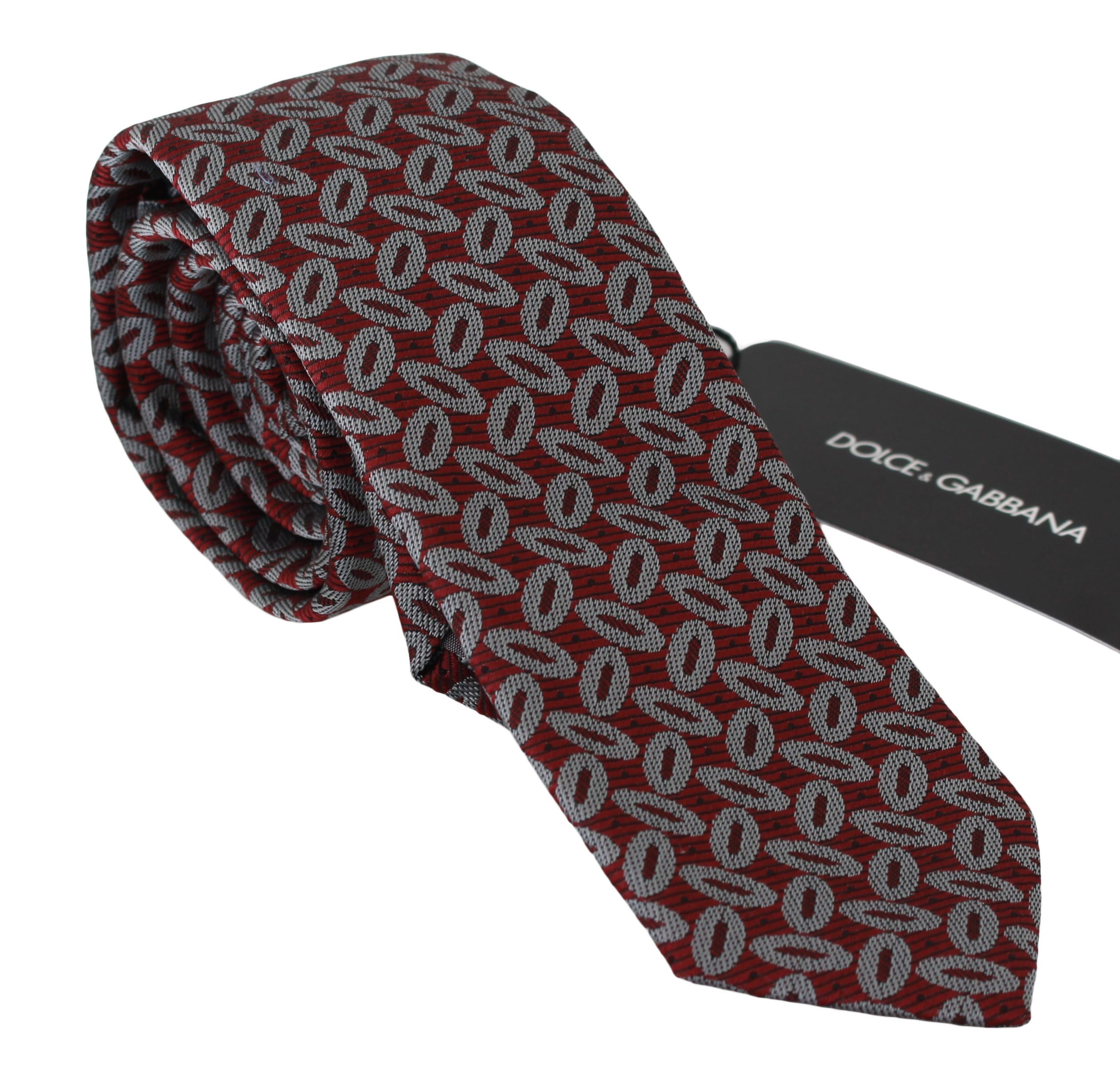 Elegant Red Printed Silk Neck Tie - ventzia