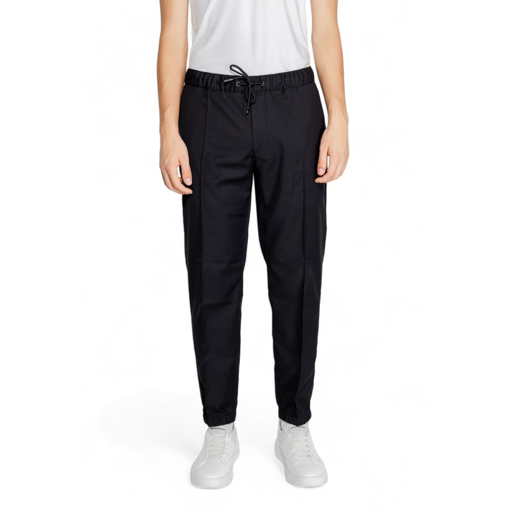 Black Polyester Athletic Pants - ventzia