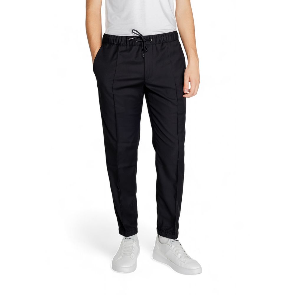Black Polyester Athletic Pants - ventzia