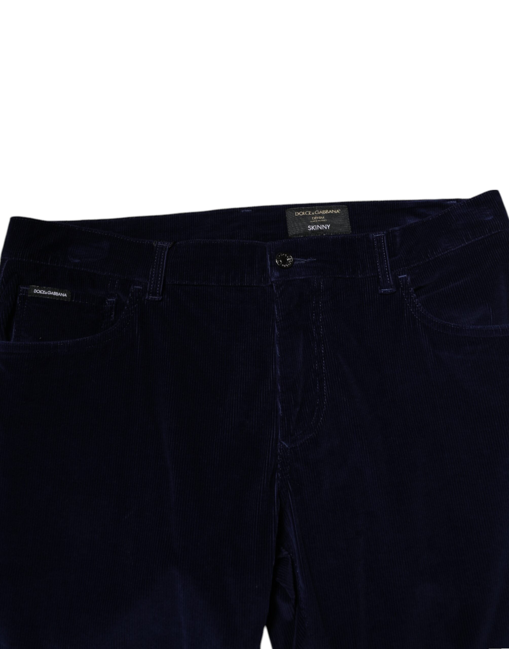 Navy Blue Cotton Tapered Formal Trouser Pants - ventzia