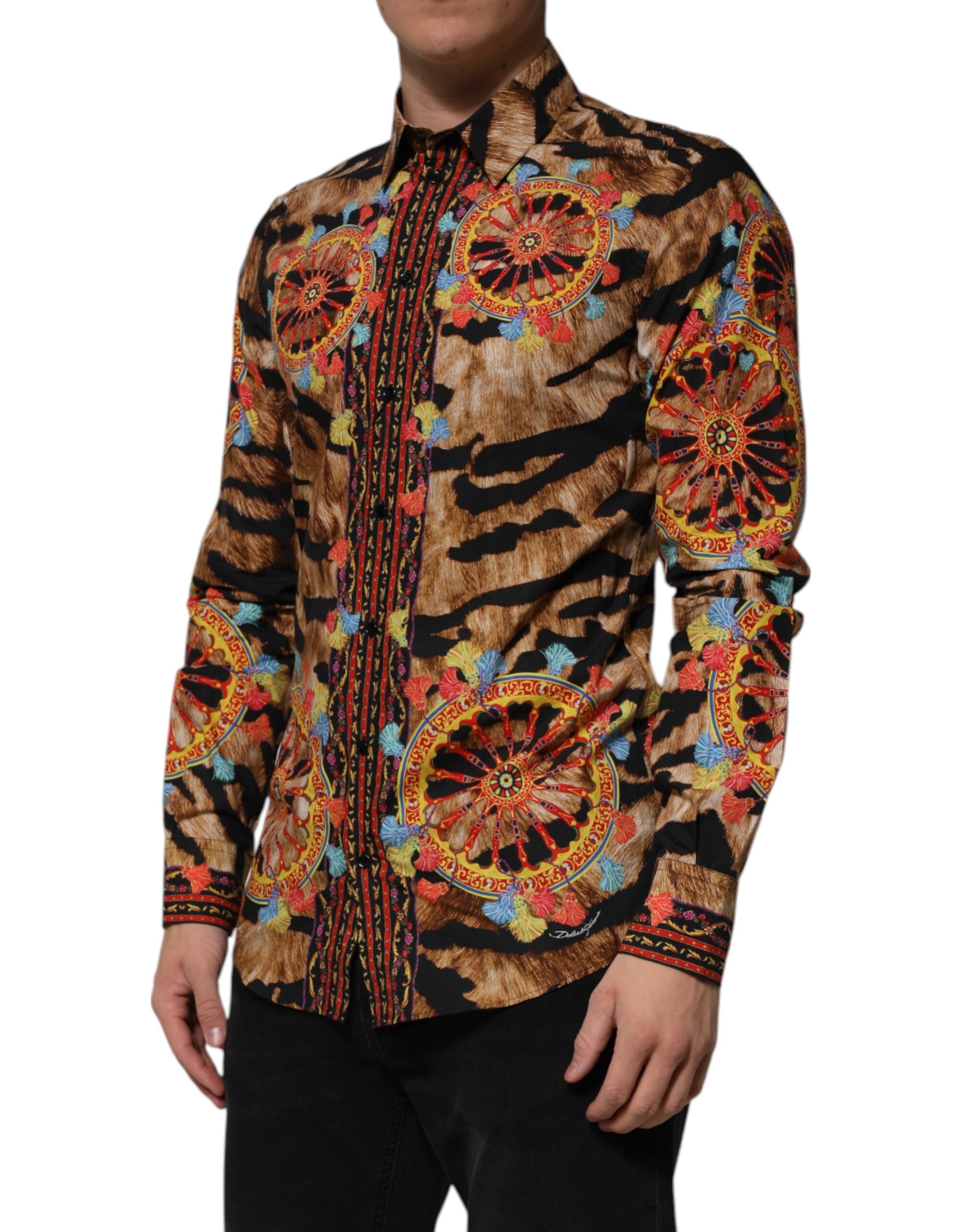 GOLD Cotton Tiger Carretto Long Sleeve Shirt - ventzia