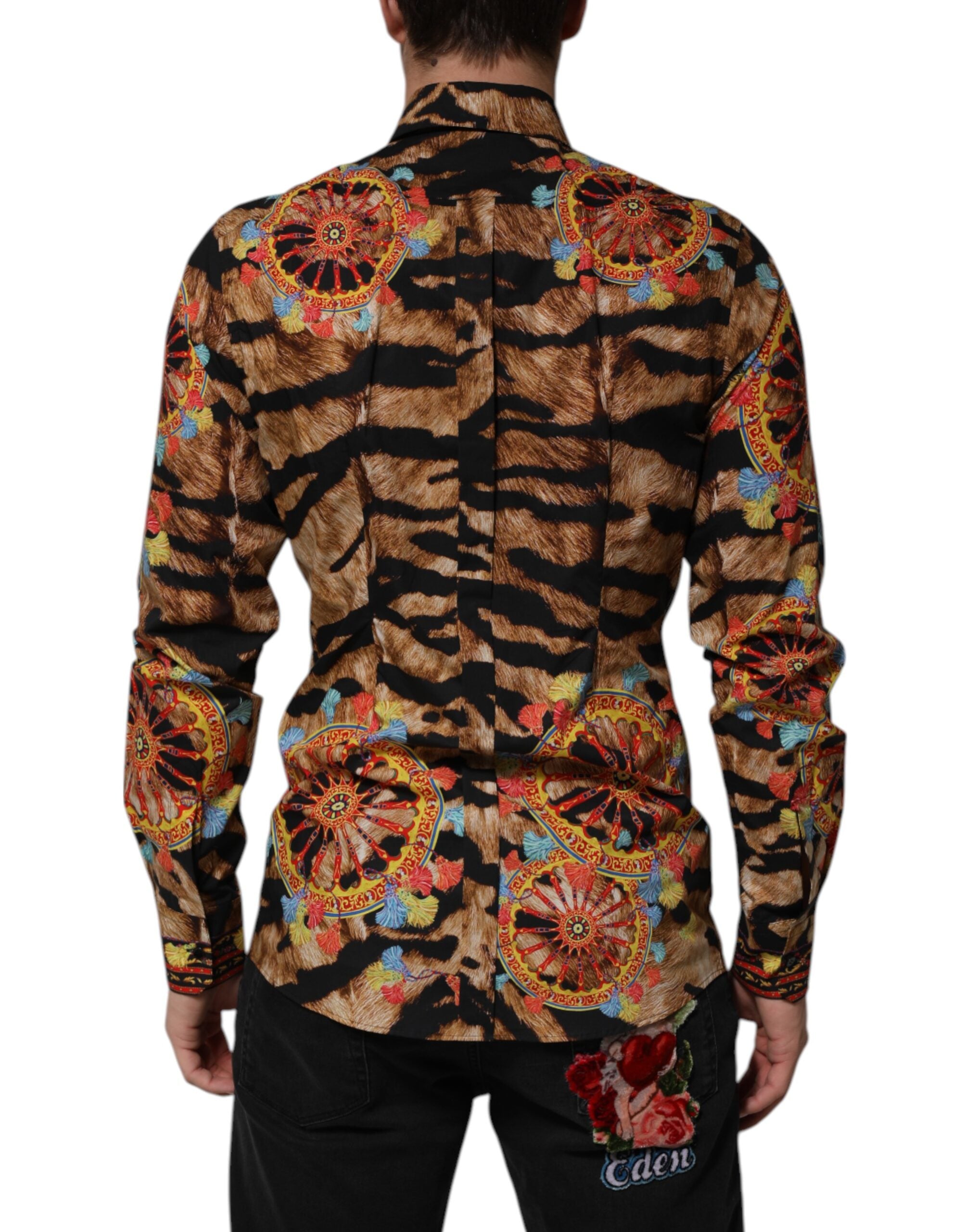 GOLD Cotton Tiger Carretto Long Sleeve Shirt - ventzia