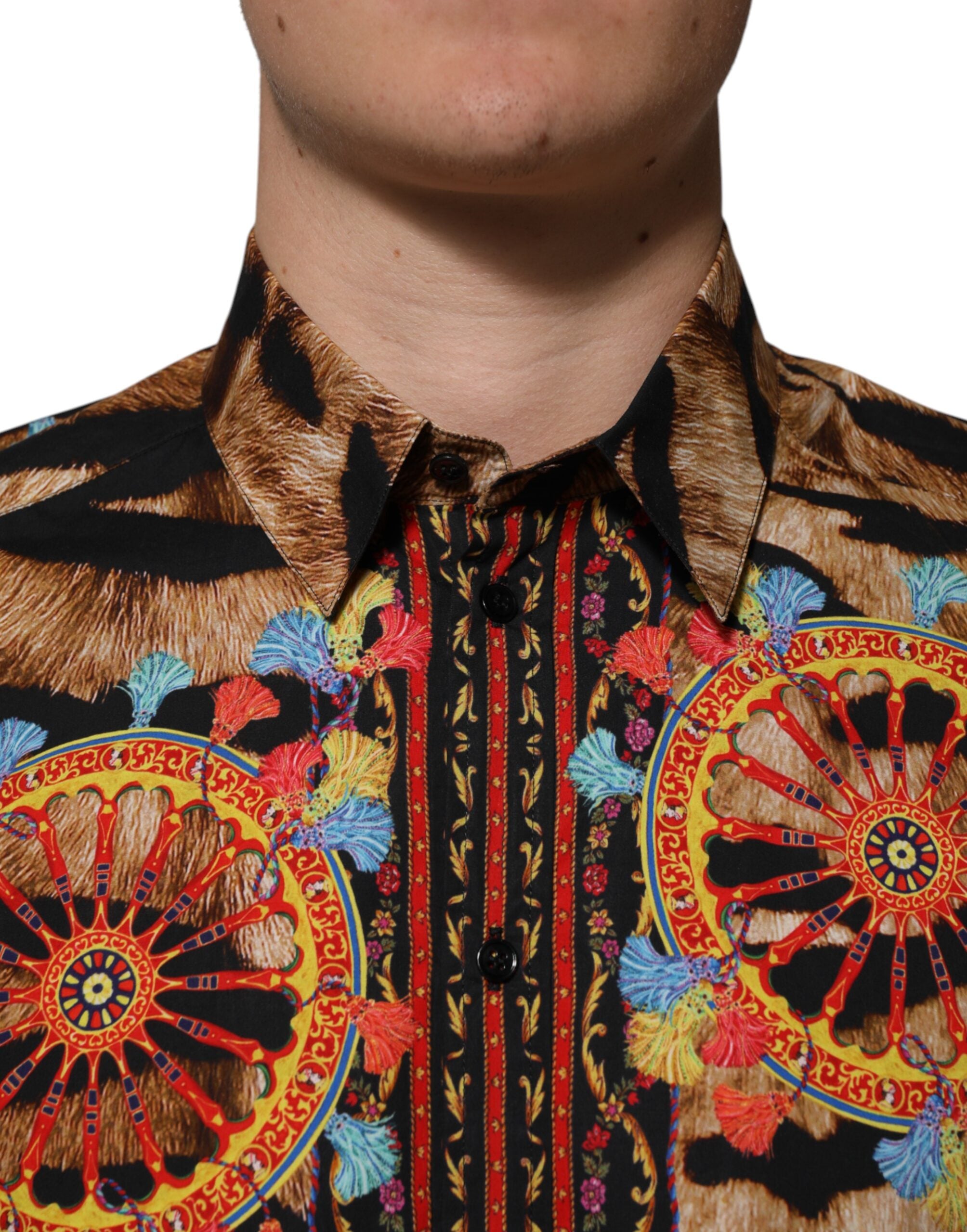 GOLD Cotton Tiger Carretto Long Sleeve Shirt - ventzia