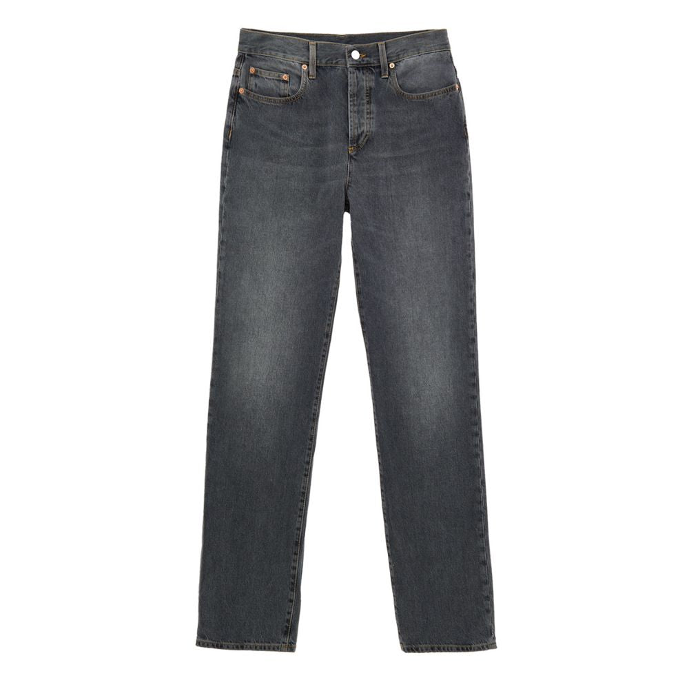 Gray Cotton Relaxed Fit Jeans - ventzia