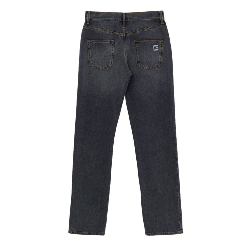 Gray Cotton Relaxed Fit Jeans - ventzia