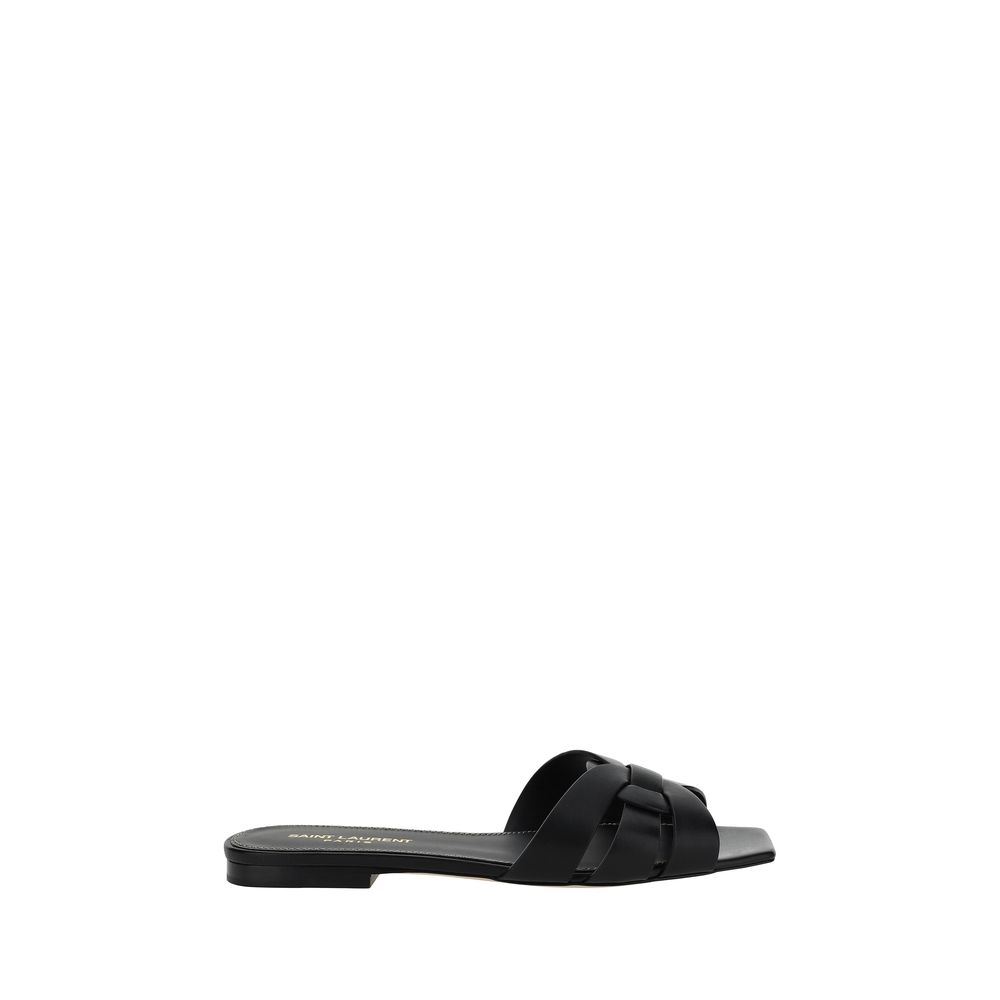 Black Calf Leather Bos Taurus Sandals - ventzia