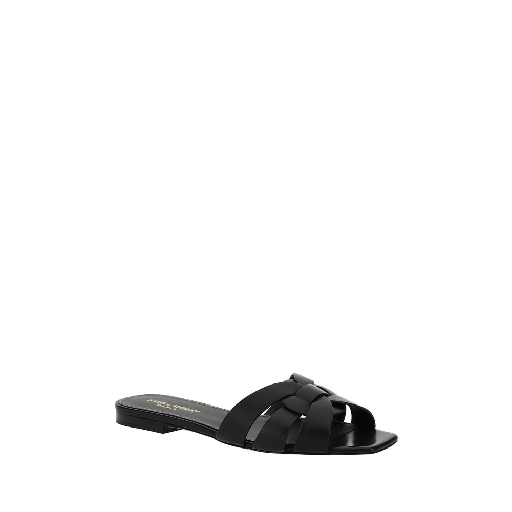 Black Calf Leather Bos Taurus Sandals - ventzia